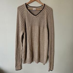 Columbia Men's V-Neck Sweater, Size XXL 100% Cotton Tan Ribbed Gorpcore